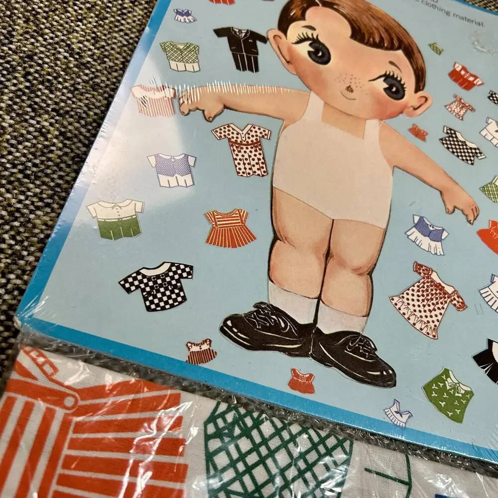 1970s Kotton Kutie Magic Touch-On Cotton Clothes Paper‎ Doll Unused